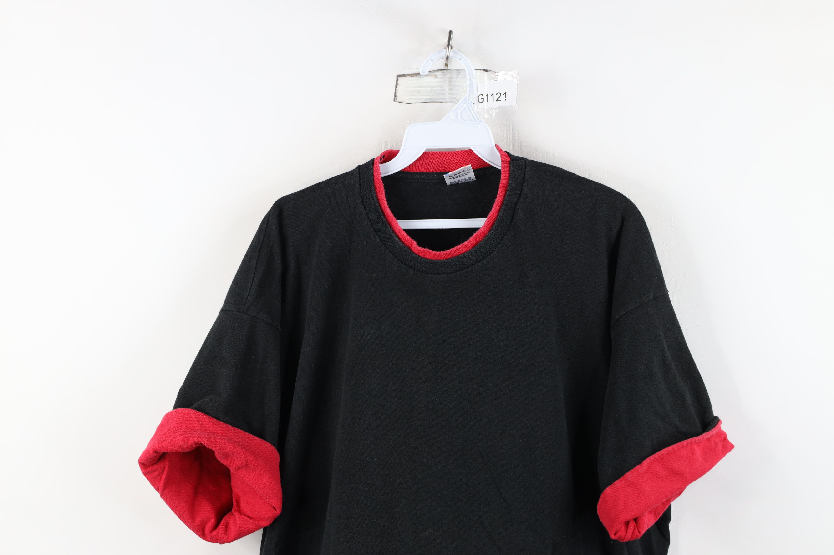 Vintage Vintage 90s Streetwear Cotton Layered T-Shirt Black USA Size US XXL / EU 58 / 5 - 2 Thumbnail
