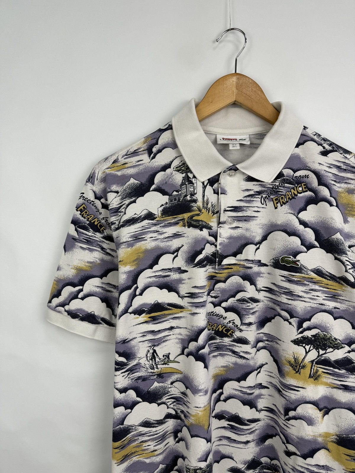 Lacoste 🇫🇷 Lacoste Greeting From France Polo T-Shirt Classic Fit Rare Size US L / EU 52-54 / 3 - 3 Thumbnail