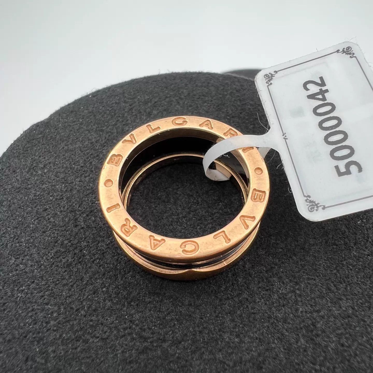 Bvlgari BVLGARI 18k Rose Gold Black Ceramic 3-Ring Ring 52 Size ONE SIZE - 1 Thumbnail
