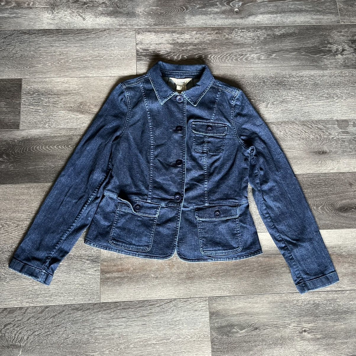 L.L. Bean Vintage 2000s L.L. Bean Blue Denim Jean Jacket Blazer Button Size S / US 4 / IT 40 - 1 Thumbnail