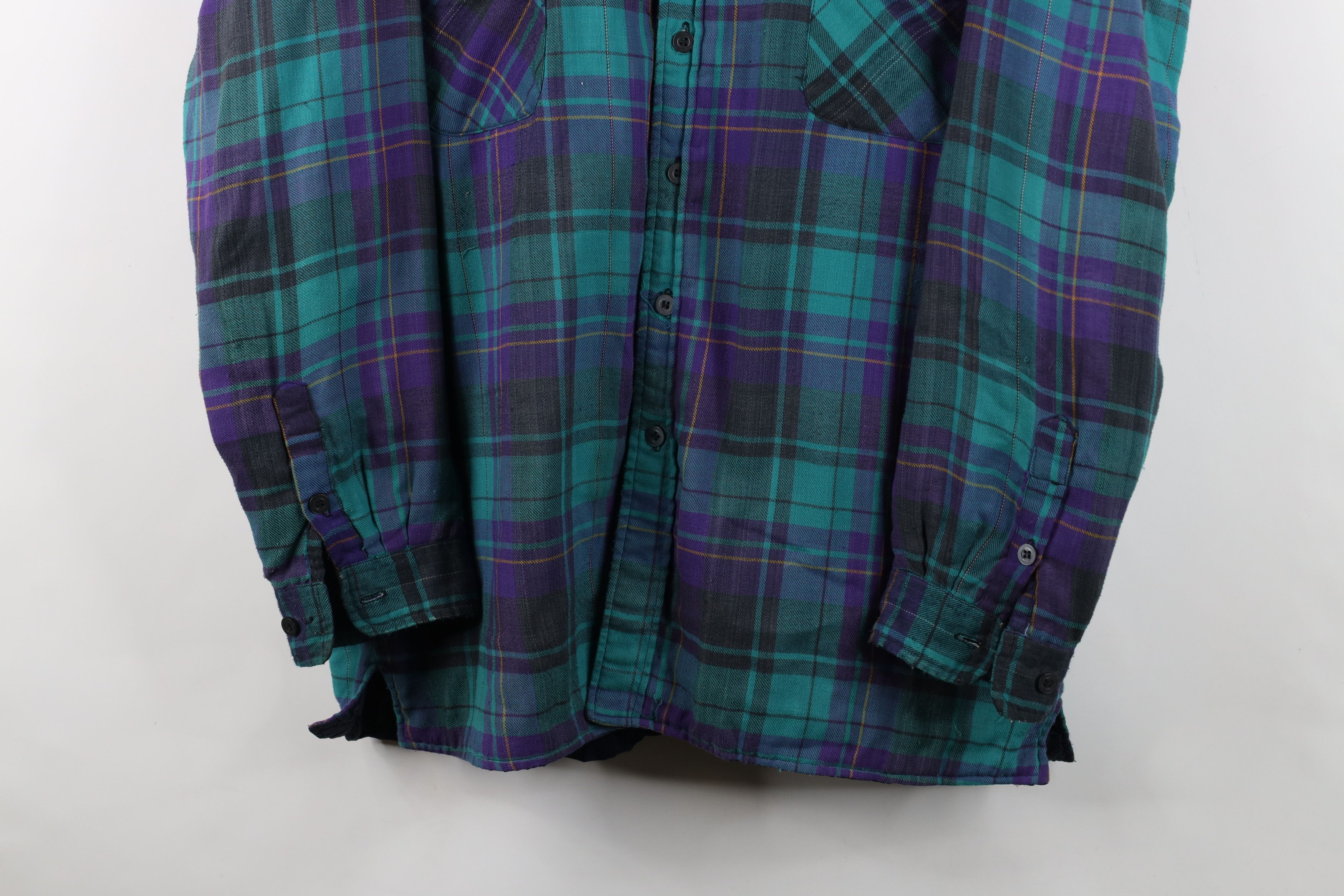 Vintage Vintage 90s Streetwear Quilted Flannel Shirt Jacket Shacket Size US L / EU 52-54 / 3 - 3 Thumbnail