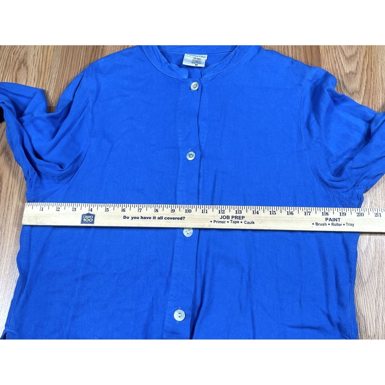 Vintage Amanda Gray Blouse Womens M Medium Blue Button Up Long Sleeve Shirt Size M / US 6-8 / IT 42-44 - 5 Thumbnail