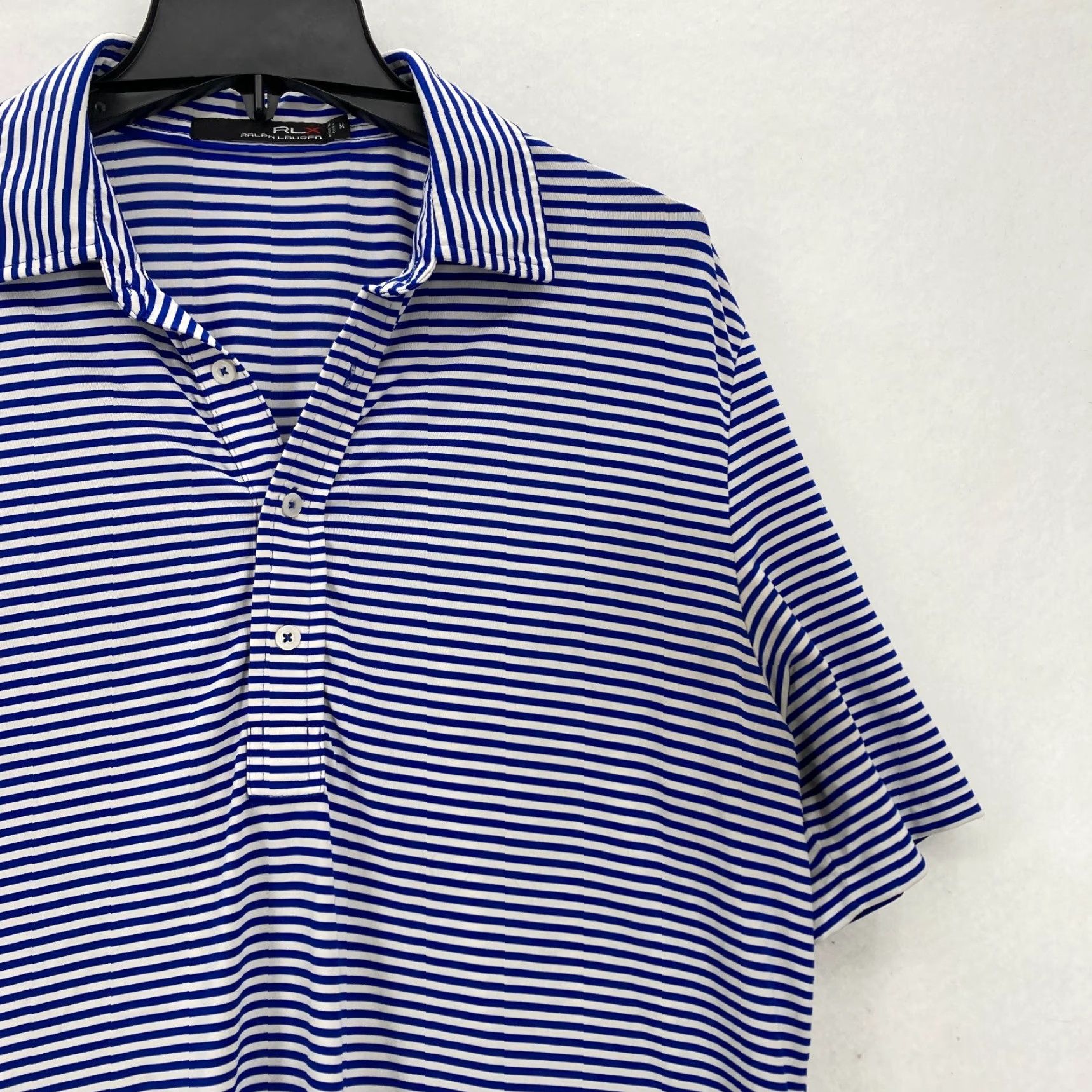 RLX Ralph Lauren RLX Ralph Lauren Polo Golf Shirt Mens M Blue Striped Collar Stretch Preppy Shirt Size US M / EU 48-50 / 2 - 2 Thumbnail