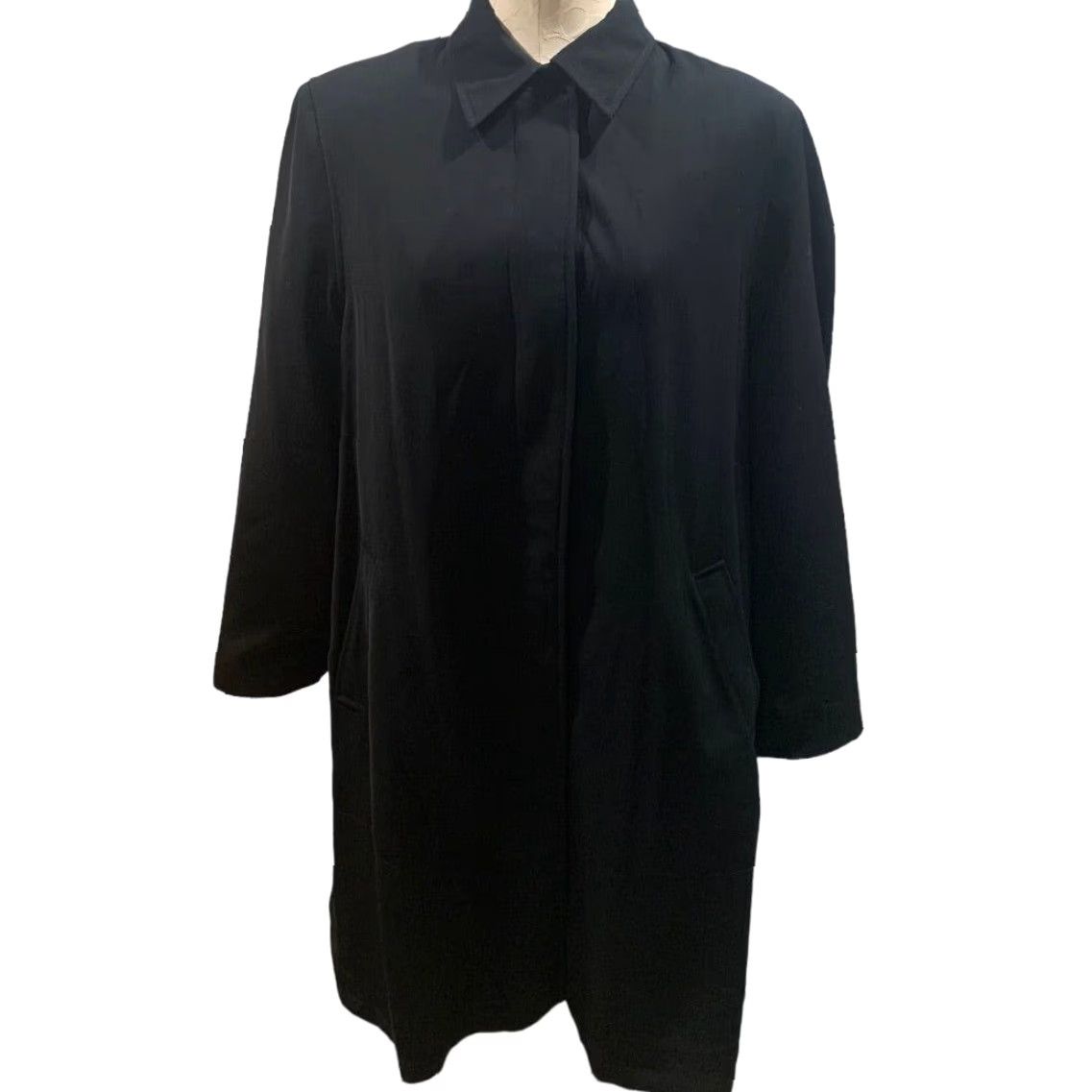 Anne Klein VINTAGE Anne Klein Trench Coat Womens 12 Black Removable Lining Coat Size XL / US 12-14 / IT 48-50 - 2 Thumbnail