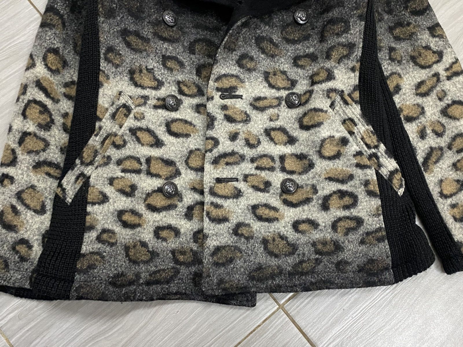 FranCisT MOR.K.S FranCisT_MOR.K.S. Leopard Gradient Wool Pea Coat Knit Collar Size US M / EU 48-50 / 2 - 5 Thumbnail