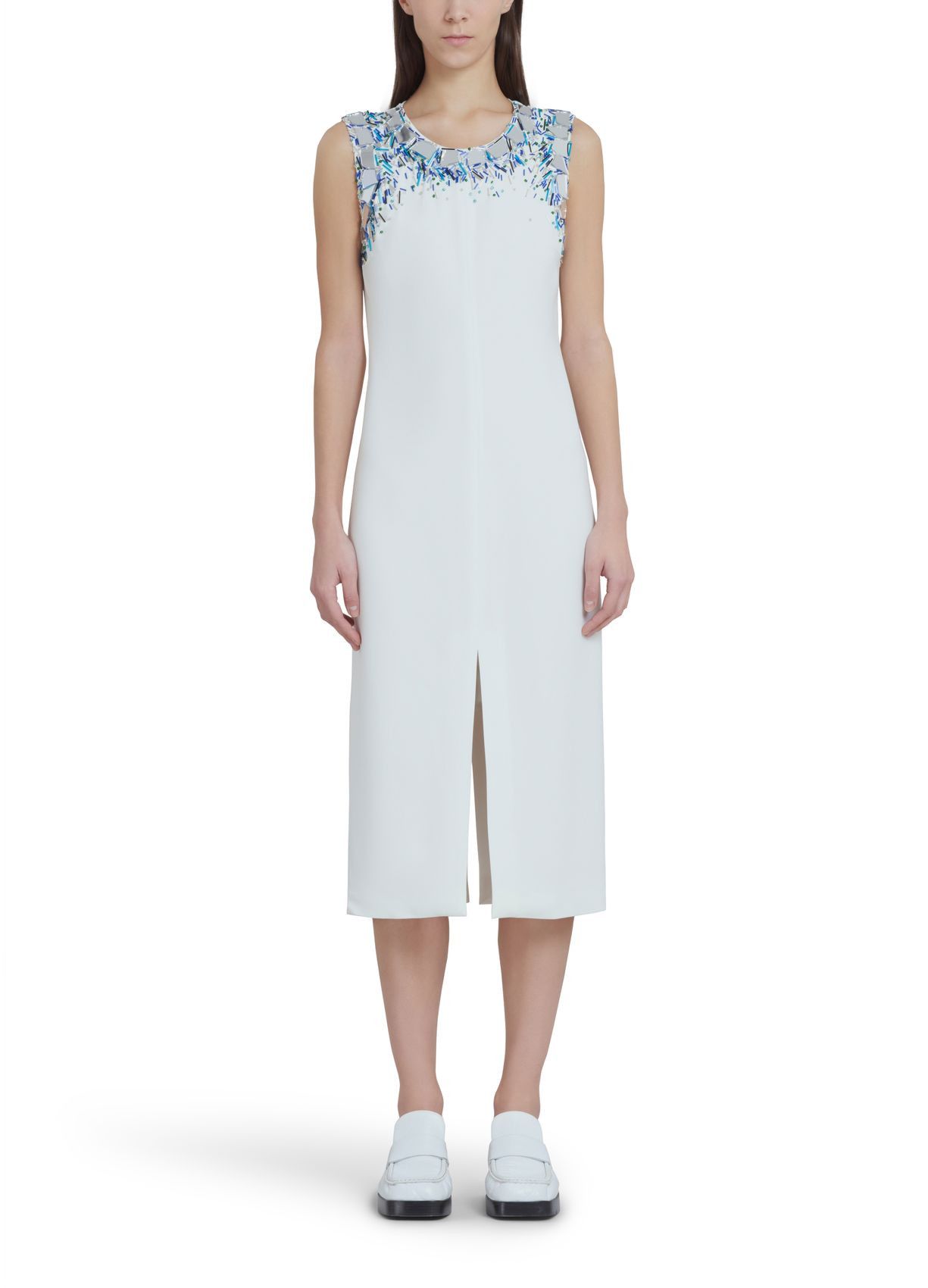 Marni o1srvl11e0624 Midi Dress in White Size M / US 6-8 / IT 42-44 - 4 Thumbnail