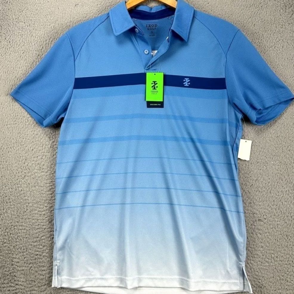 Izod NEW Izod Polo Shirt Mens Small Blue Golf Rugby Ombre Performance Short Sleeve Size US S / EU 44-46 / 1 - 2 Thumbnail