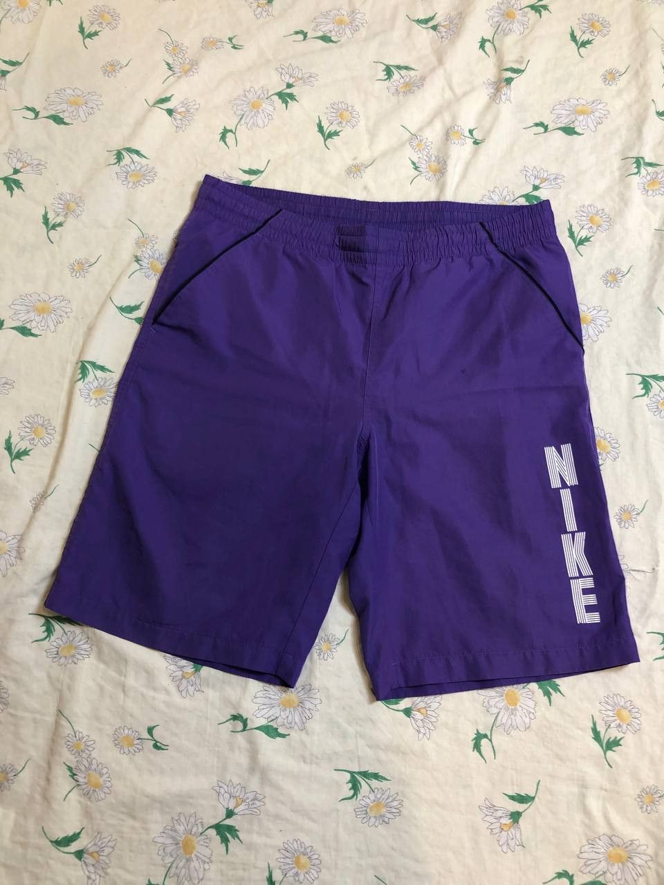 Nike NIKE Vintage 80s 90s Lined Logo Shorts Blue Size US 30 / EU 46 - 1 Thumbnail