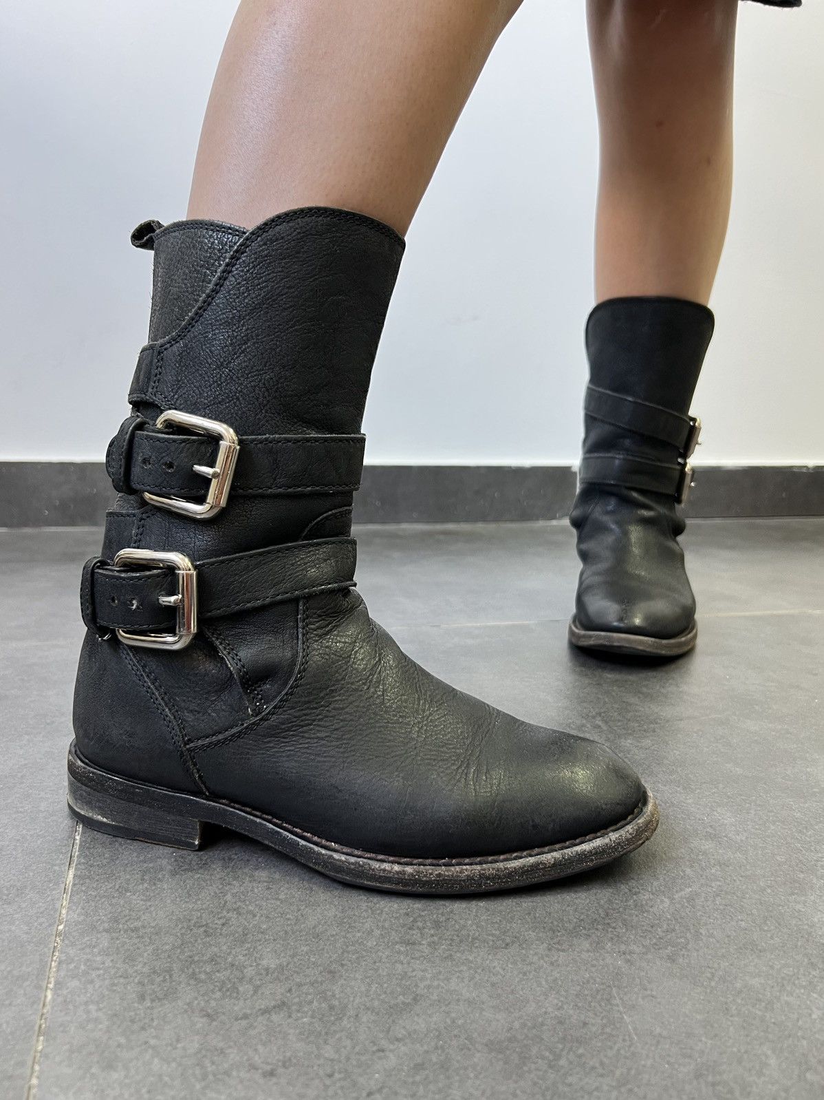 Dolce & Gabbana Archive Dolce Gabbana 2000’s belted leather biker boots Size US 6.5 / IT 36.5 - 2 Thumbnail