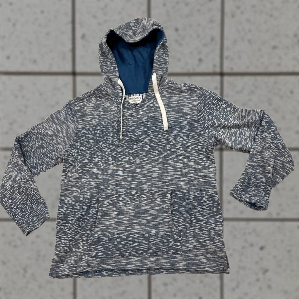 Hang Ten Hang Ten Hoodie Adult L Blue Gray Stripe Surf Beach Pullover Hooded Knit Sweatshirt Sweatshirt Size US L / EU 52-54 / 3 - 1 Thumbnail