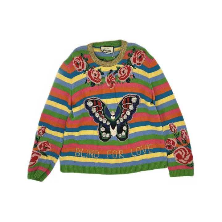 Gucci Gucci Colorful Knit Sweater with Butterfly Design Size US M / EU 48-50 / 2 - 1 Thumbnail