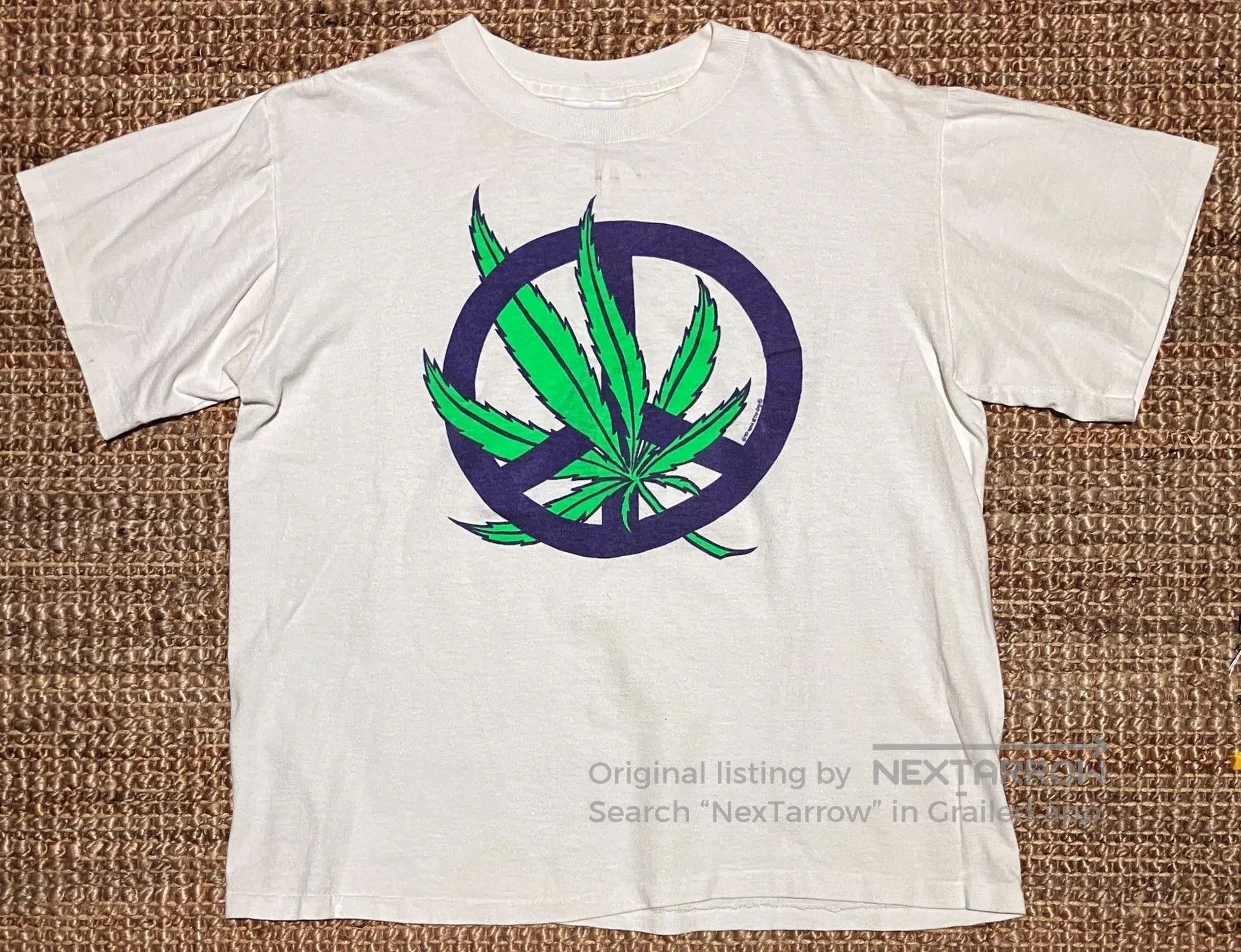 VINNY's Vintage 1990 Anti-War T-Shirt with Leaves. Size US M / EU 48-50 / 2 - 2 Thumbnail