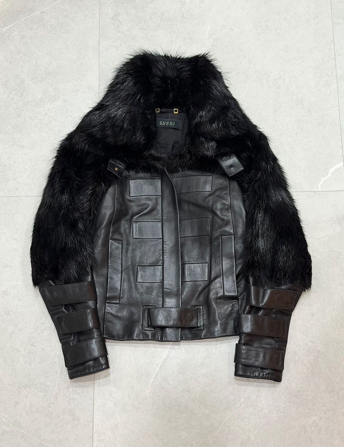 Gucci GUCCI Tom Ford FW2003 Beaver Fur Leather Jacket 2003 Buckles Size S / US 4 / IT 40 - 4 Thumbnail