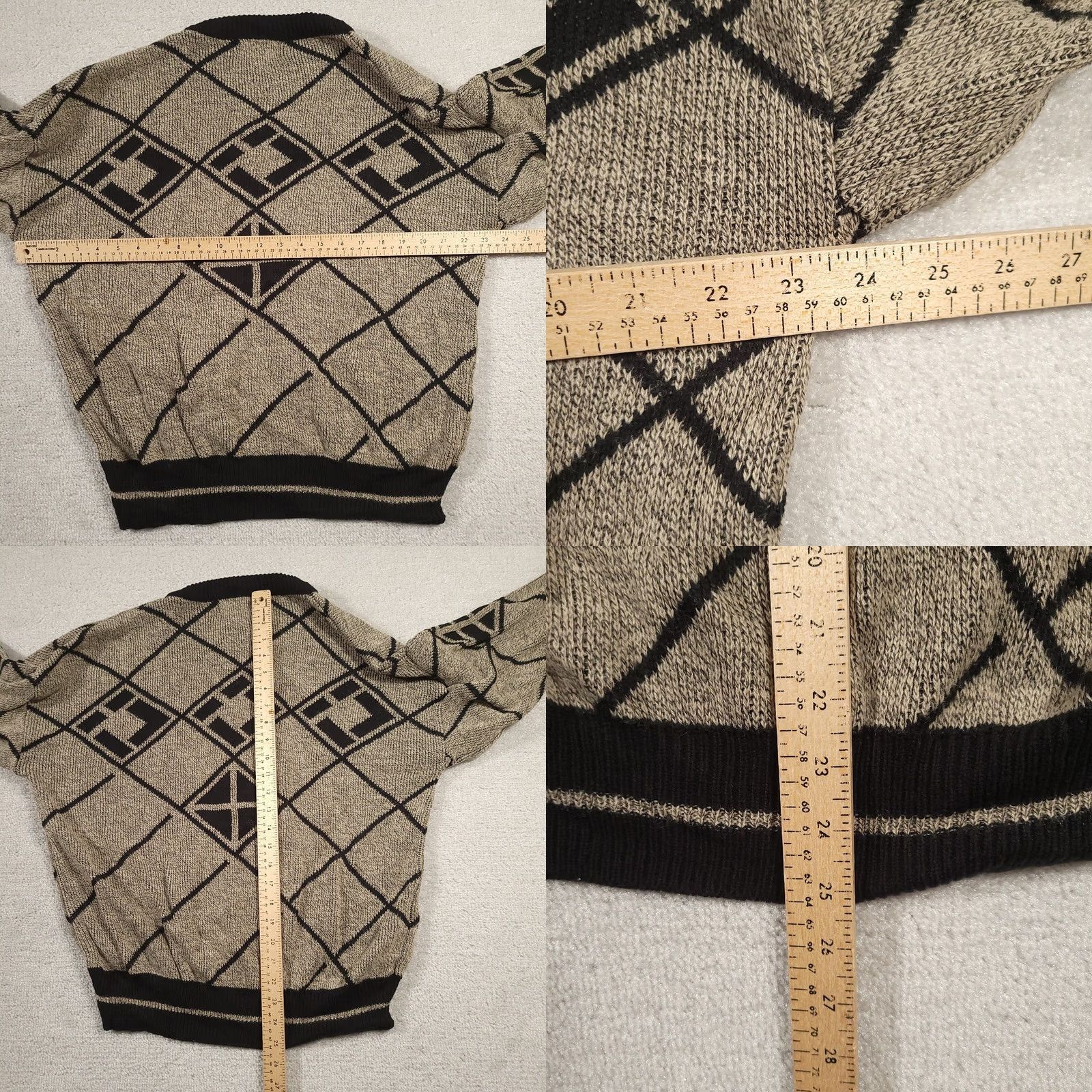 Vintage VINTAGE Expressions Limited Editions Men Large Knit Sweater Crewneck Cardigan Beige Geometric Knit Size US L / EU 52-54 / 3 - 8 Thumbnail