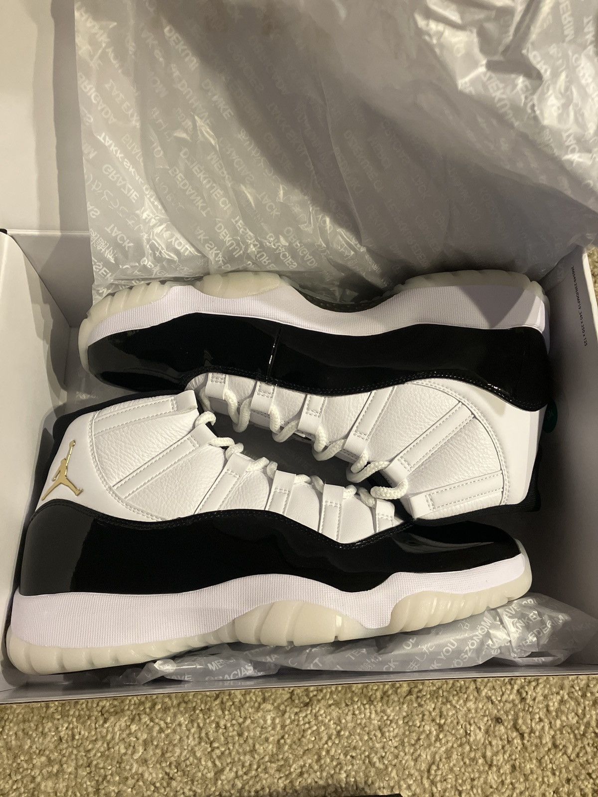 image of Air Jordan 11 Retro Gratitude Size 11 Shoes in White/Black, Men's