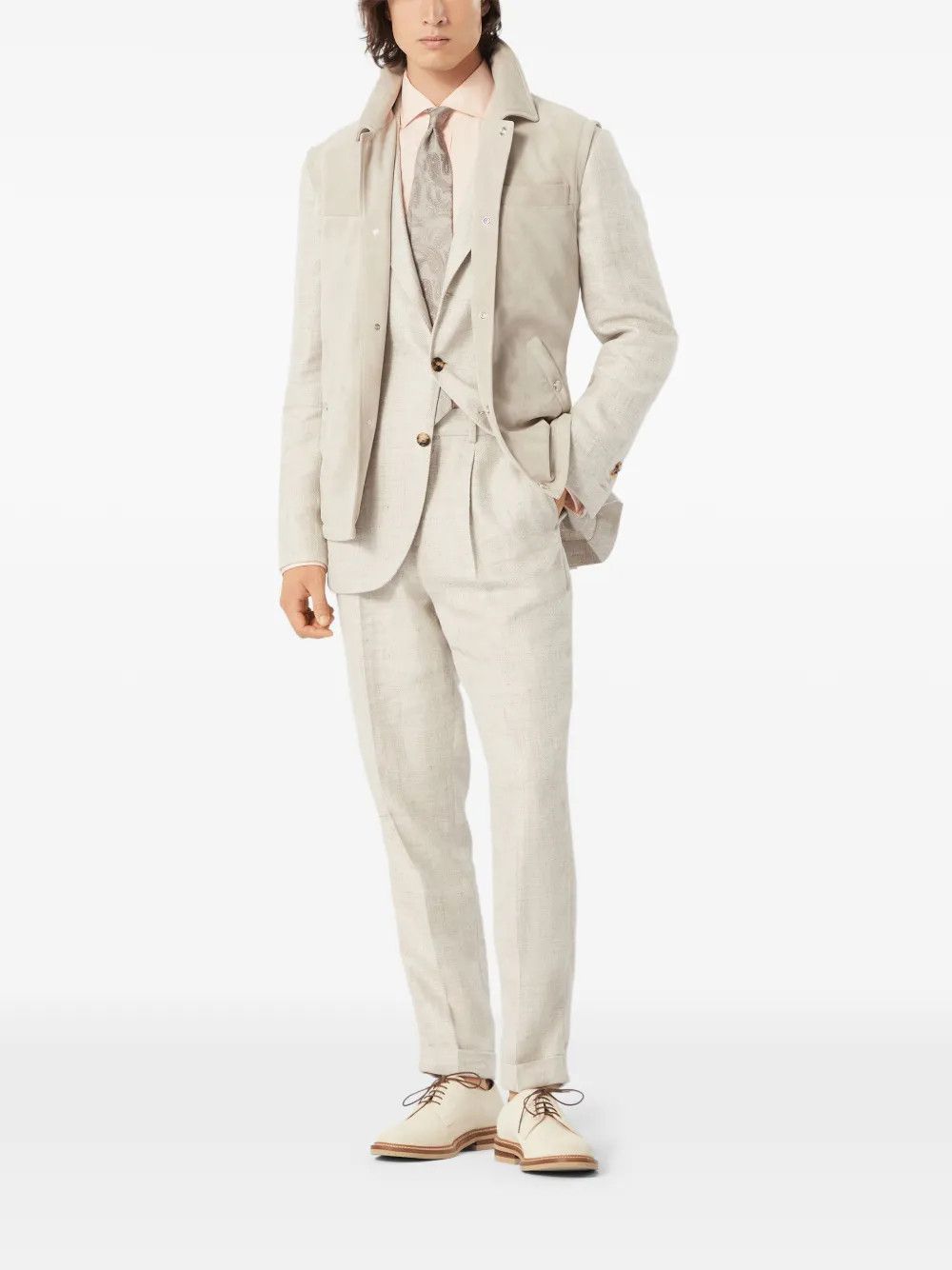 Brunello Cucinelli o1y0526 Single-breasted Blazer in Light Beige Size US M / EU 48-50 / 2 - 2 Thumbnail