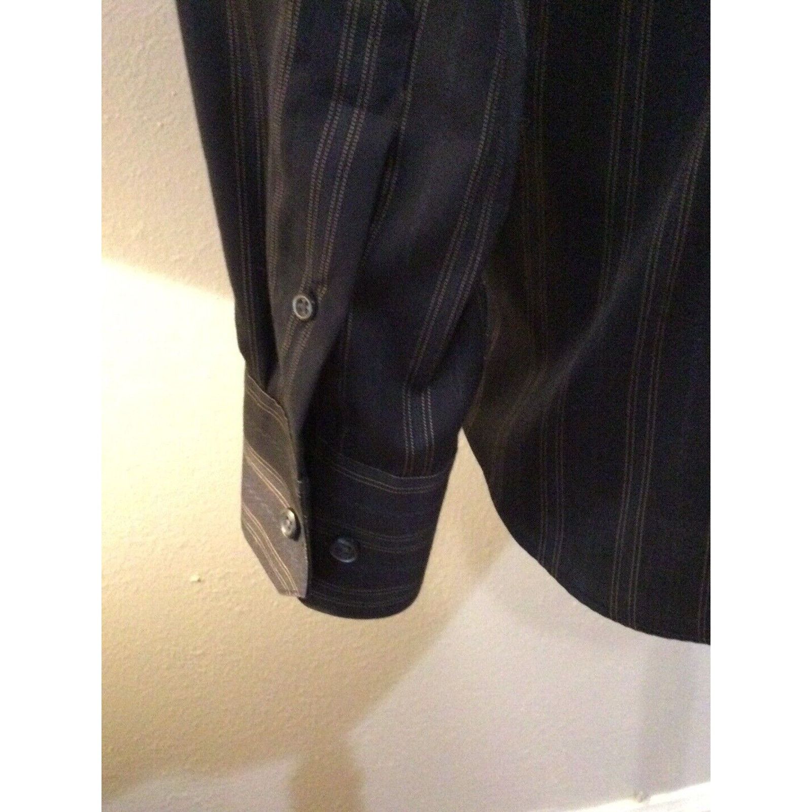 Pronto Uomo Pronto-Uomo Non Iron Black L/S Button Down Dress Shirt Sz L Size US L / EU 52-54 / 3 - 6 Thumbnail