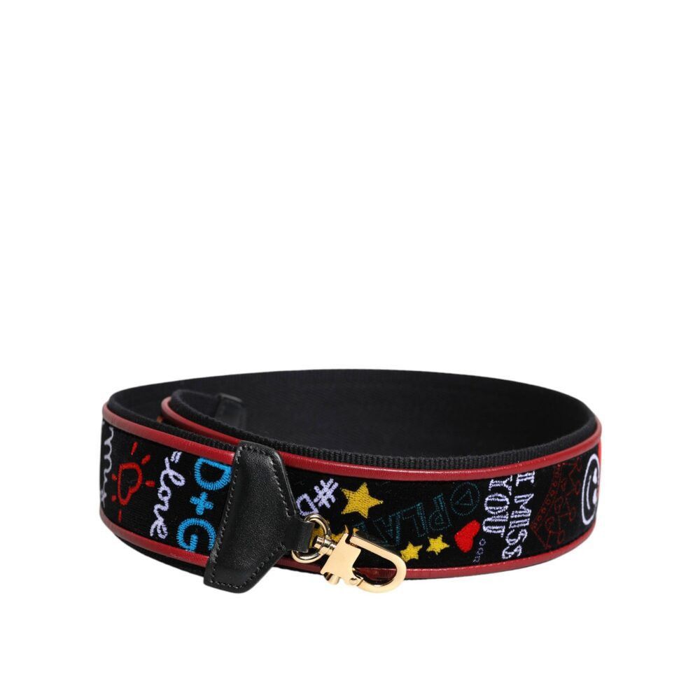 Dolce & Gabbana Dolce & Gabbana Black Cotton Printed Bag Shoulder Strap Size ONE SIZE - 3 Thumbnail