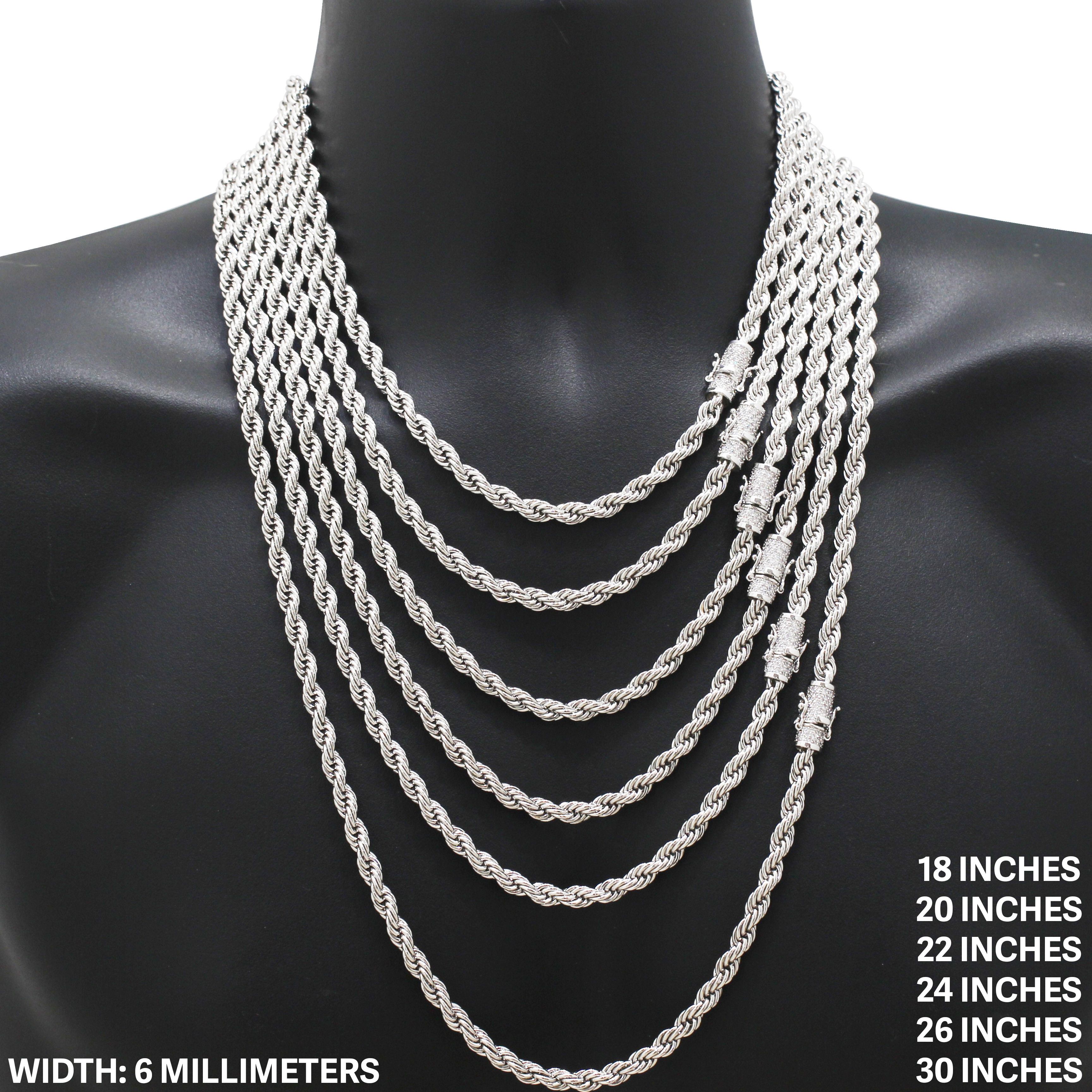 Other 14k White Gold Filled AAA CZ 6mm Rope Chain Necklace 24” Size ONE SIZE - 1 Thumbnail