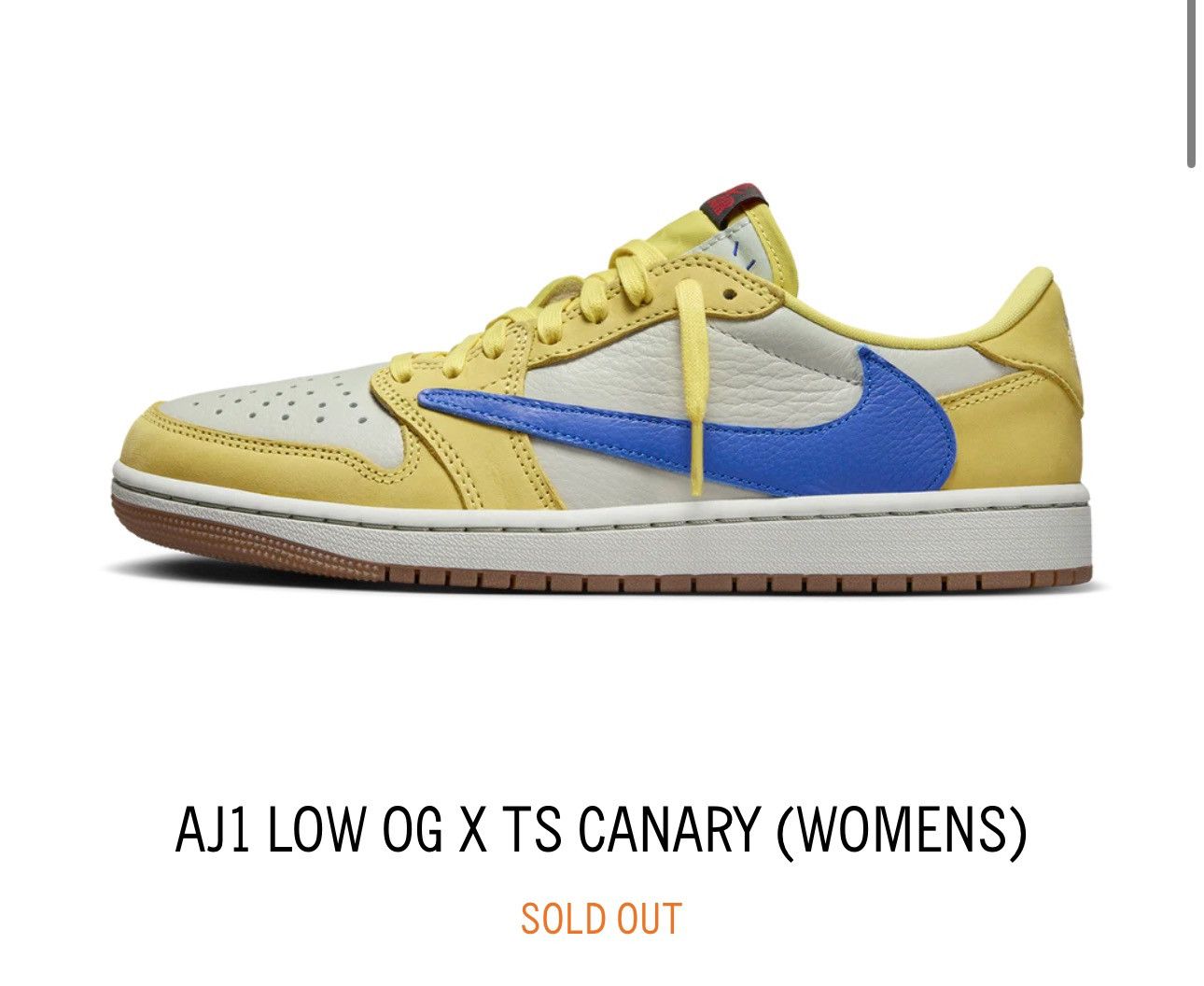 Nike Travis Scott AJ 1 Low Canary | Grailed