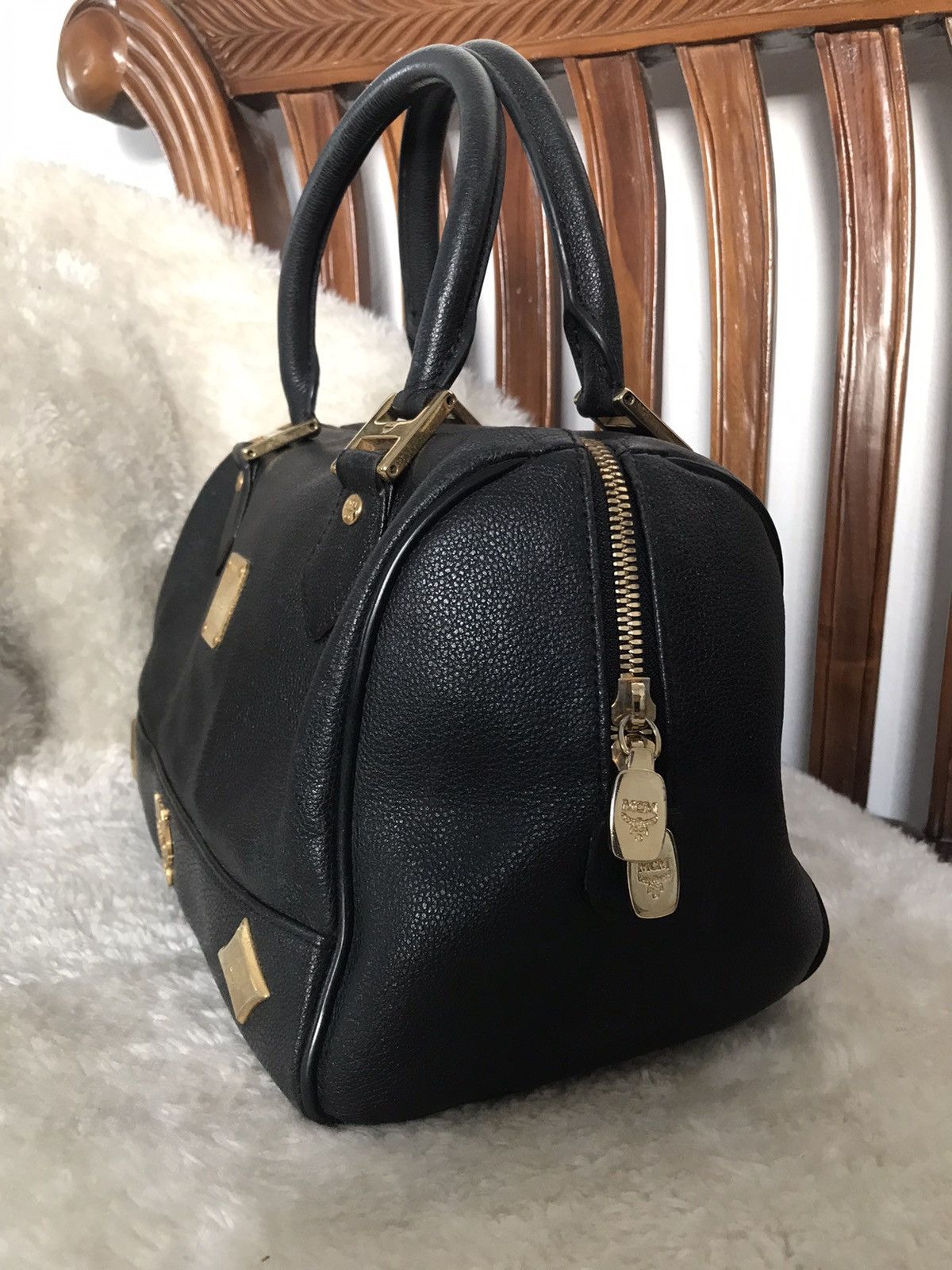 MCM MCM Small Leather Boston Bag Black Size ONE SIZE - 2 Thumbnail