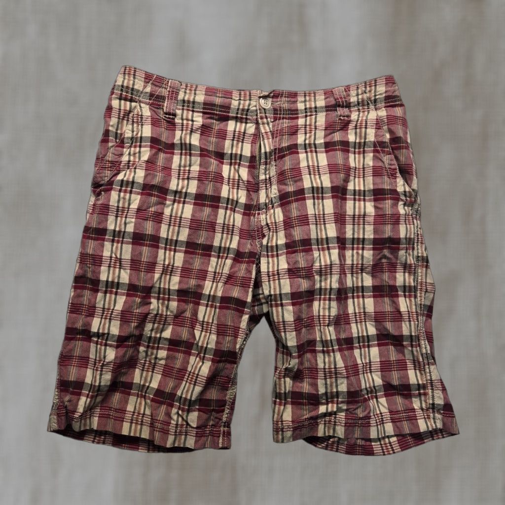 Vintage Aeropostale Shorts Adult Men's Size 34 Red & Beige Plaid Chino 100% Cotton Size US 34 / EU 50 - 1 Thumbnail