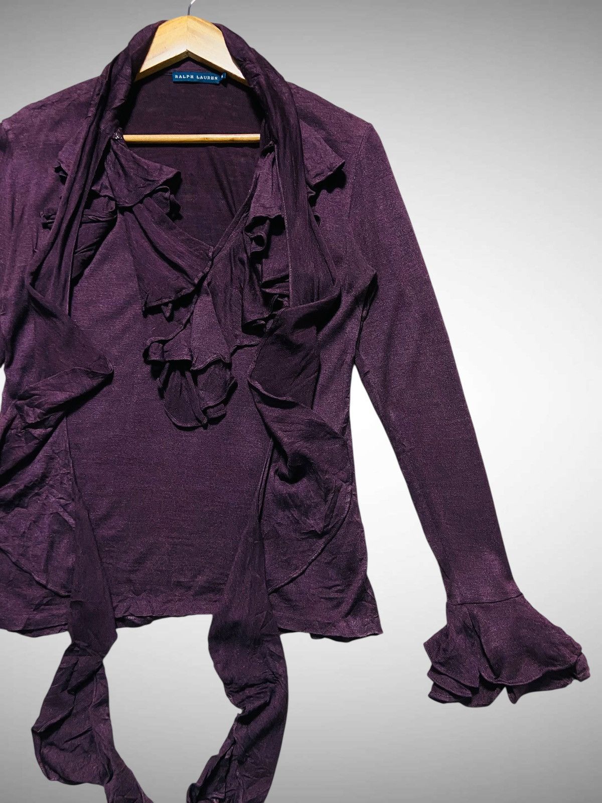 Ralph Lauren Vintage Ralph Lauren “Whimsigoth” Silk Ruffle Knit Cardigan Size S / US 4 / IT 40 - 6 Thumbnail