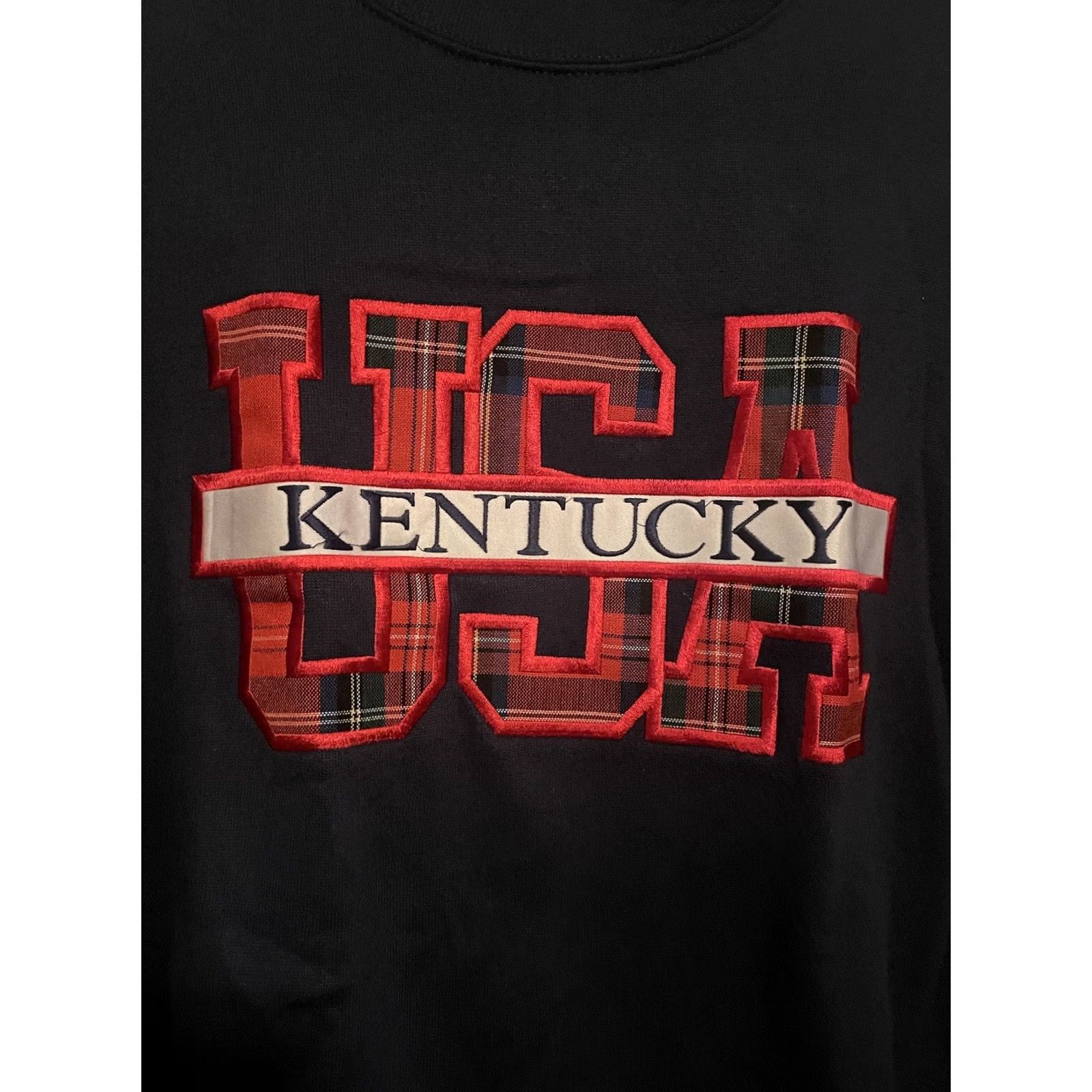 Tultex VINTAGE Kentucky USA Sweatshirt Tultex Crew Neck Plaid Blue 90s L Unisex Adults Pullover Knit Cotton Blend Long Sleeve Size US L / EU 52-54 / 3 - 2 Thumbnail