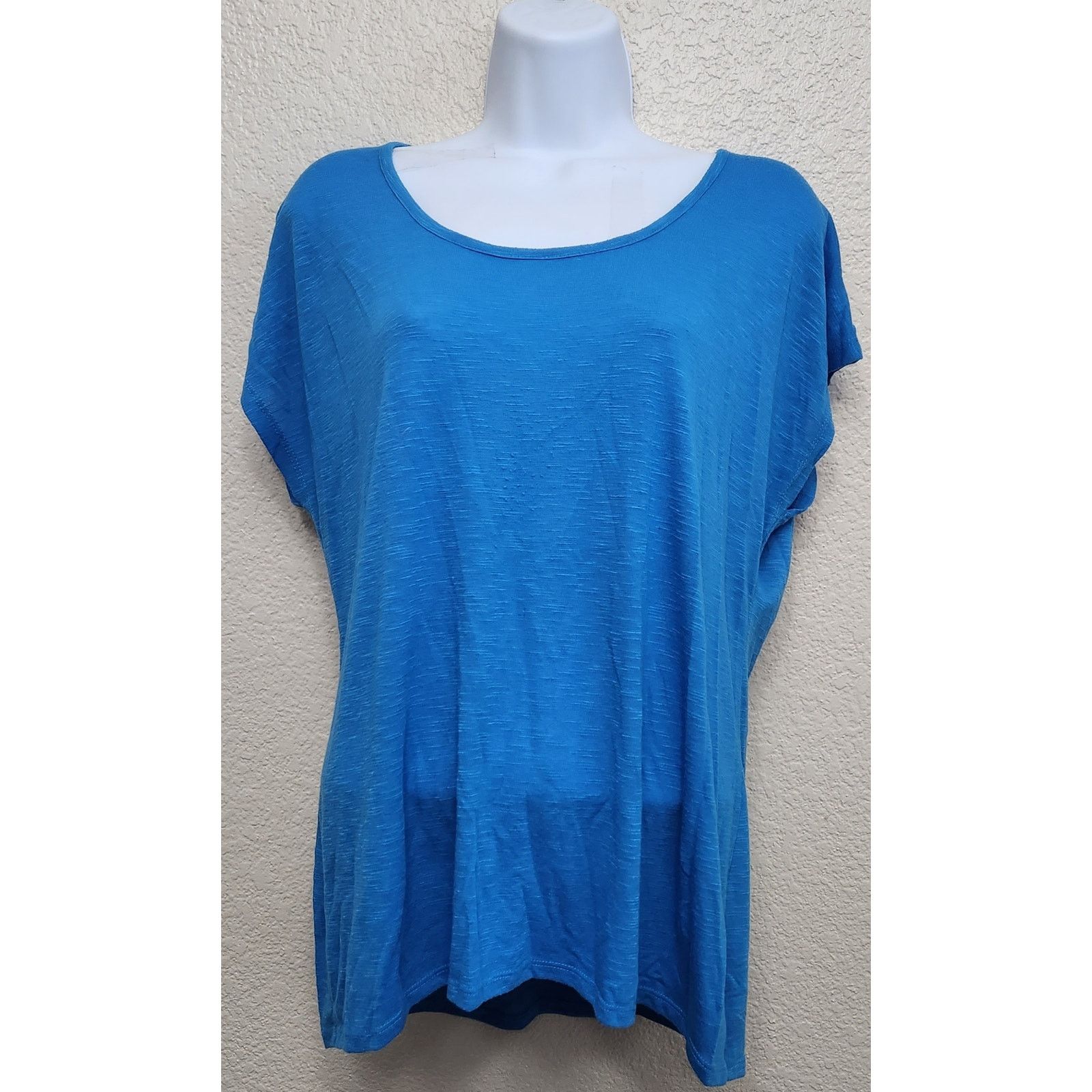 Other Cato Blue Slub Knit Dolman Short Sleeves Top Large Stretch Size L / US 10 / IT 46 - 1 Thumbnail