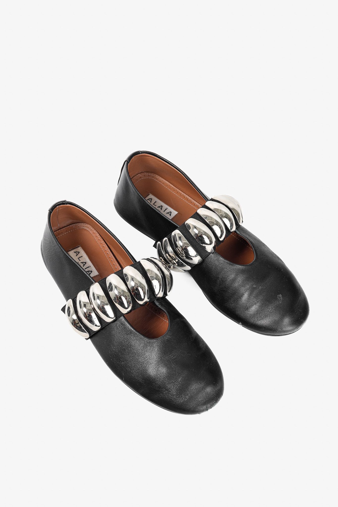 Alaia Alaia Noir Lambskin Mary-Jane Ballerina Flats Tribale Size US 7.5 / IT 37.5 - 1 Thumbnail