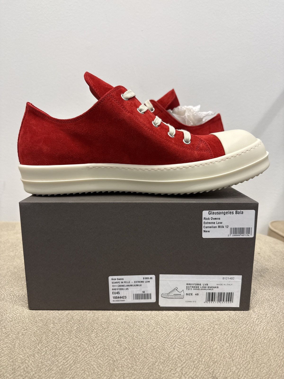 Rick Owens Rick Owens Extreme Low Sneaks Temple SS26 Carnelian Milk Size US 12 / EU 45 - 2 Thumbnail