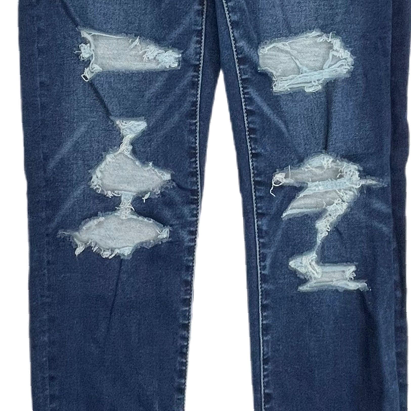 American Eagle Outfitters American Eagle Outfitters Jeans Women 2 Skinny Distressed Denim 5-Pocket Belt Loops Zip Fly Dark Blue Stretch Modern Grunge Streetwear Womens Size 26" / US 2 / IT 38 - 4 Thumbnail