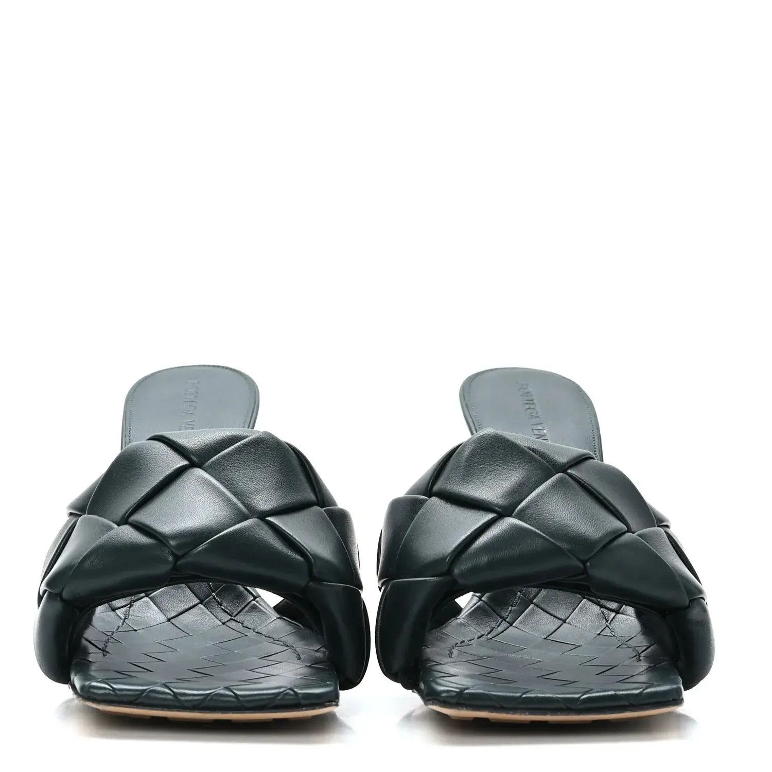 Bottega Veneta o1n1vont1224 Lido Mules in Dark Green Size US 11.5 / IT 41.5 - 2 Thumbnail