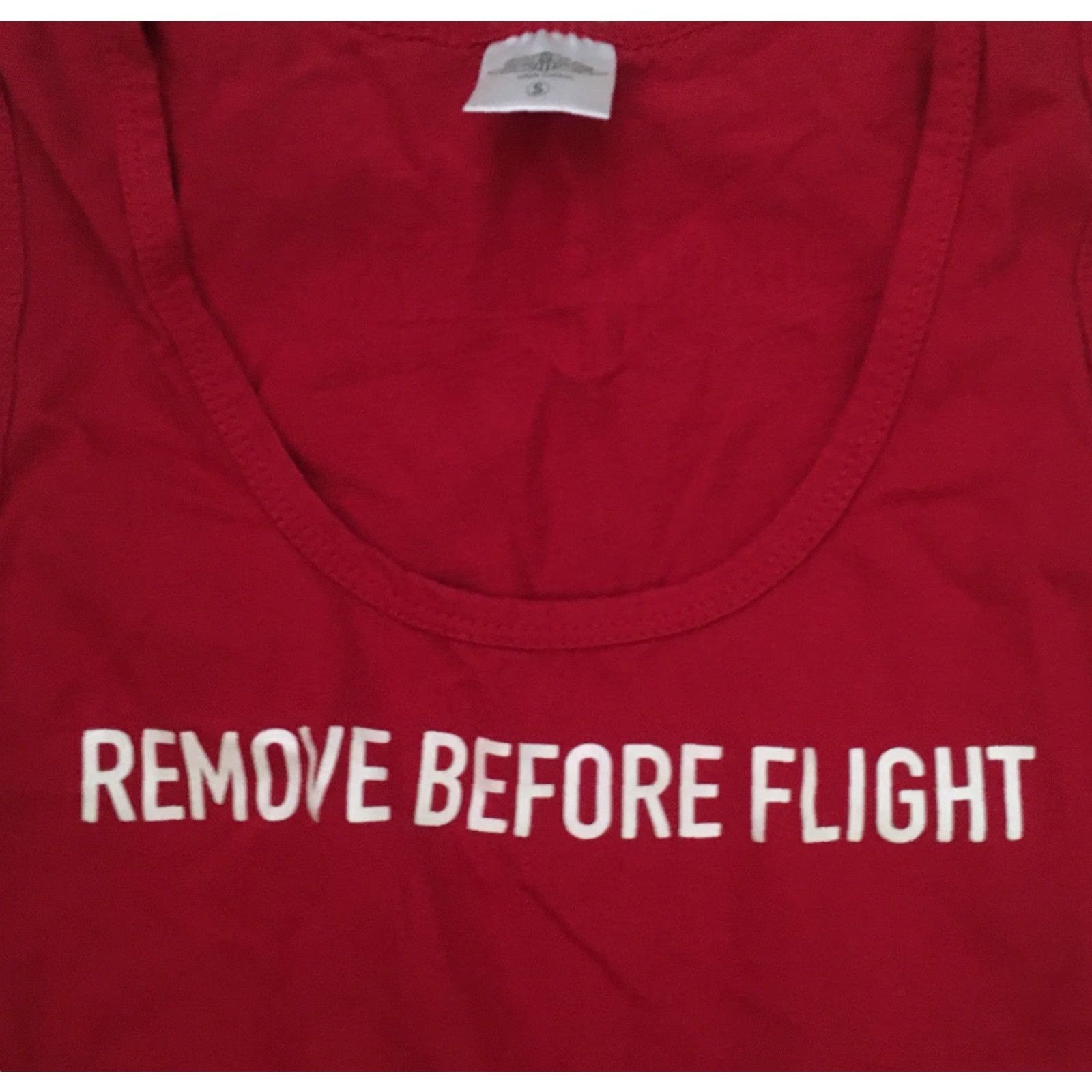 Vintage Gibson & Barnes Remove Before Flight Tank Top Women S Red Flight Flying Tank Cami Sleeveless 100% Cotton Size S / US 4 / IT 40 - 6 Thumbnail