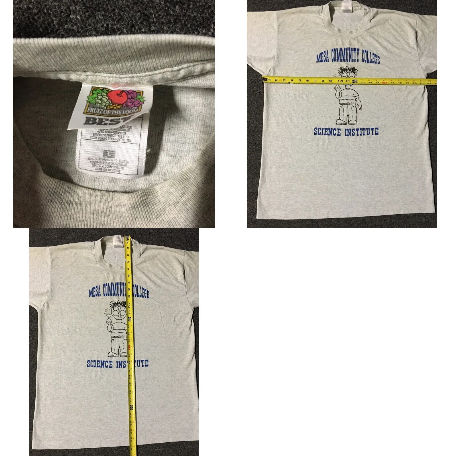 Vintage VINTAGE Mesa College Science Institute Faded Distressed Shirt L Gray Crew Neck Short Sleeve University College Grunge 90s Mens T-Shirt Size US L / EU 52-54 / 3 - 9 Thumbnail