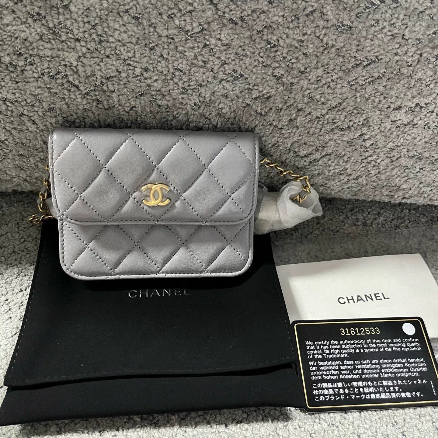 Chanel Chanel Leather Plaid Gray Shoulder Bag OS Women Size ONE SIZE - 1 Thumbnail