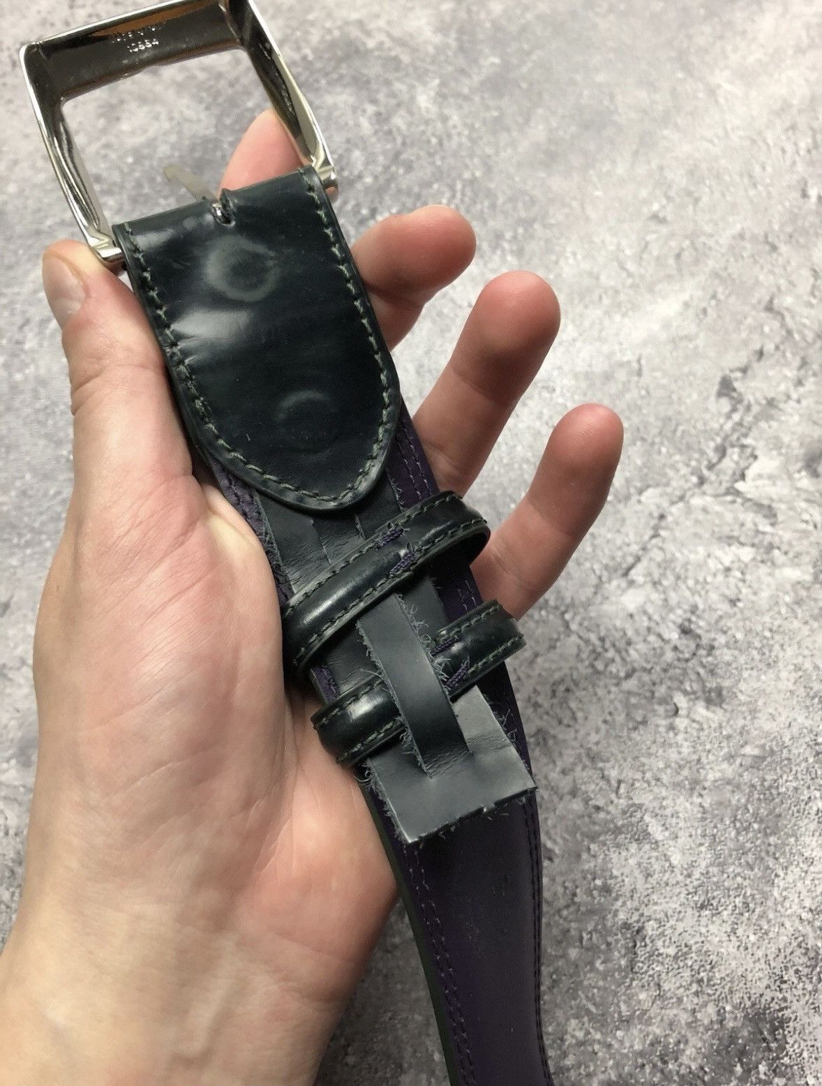 Other ELLIOT RHODES Vintage Real Leather Buckle Belt Navy Green Size ONE SIZE - 4 Thumbnail