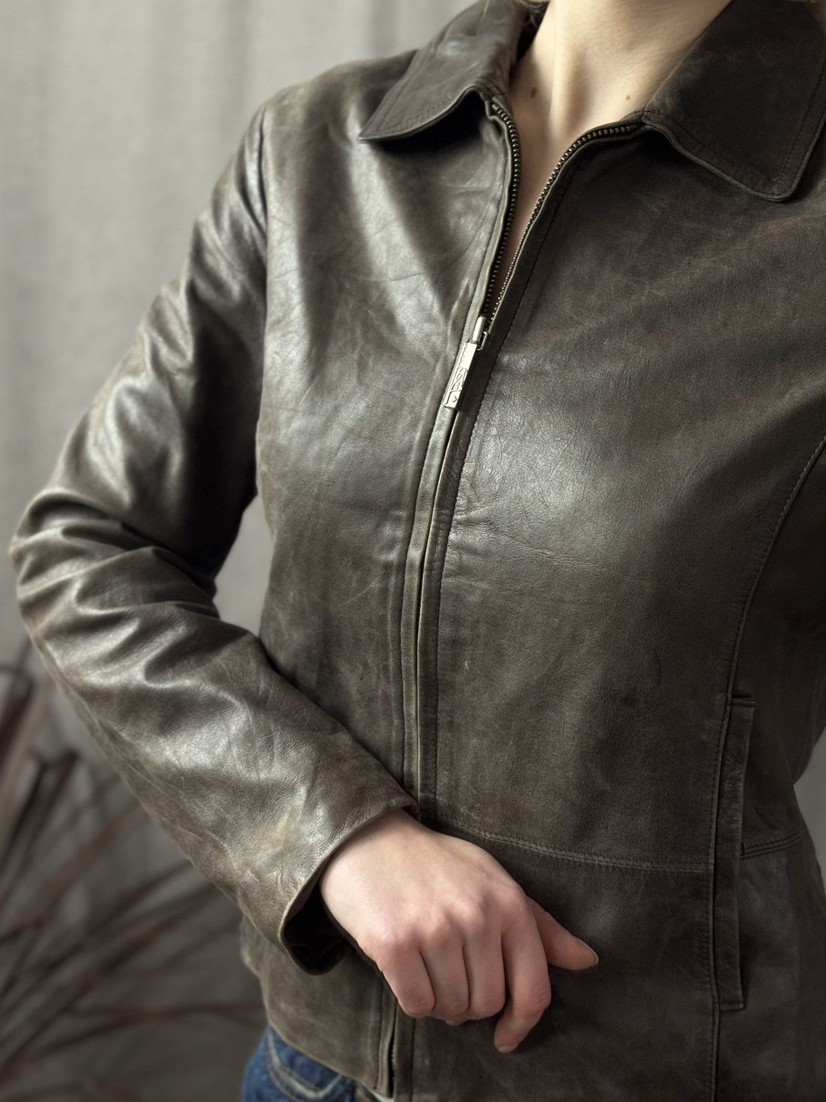 Junya Watanabe Vintage Leather Metal Zip Cropped Japan Jacket Moto Biker Size S / US 4 / IT 40 - 2 Thumbnail