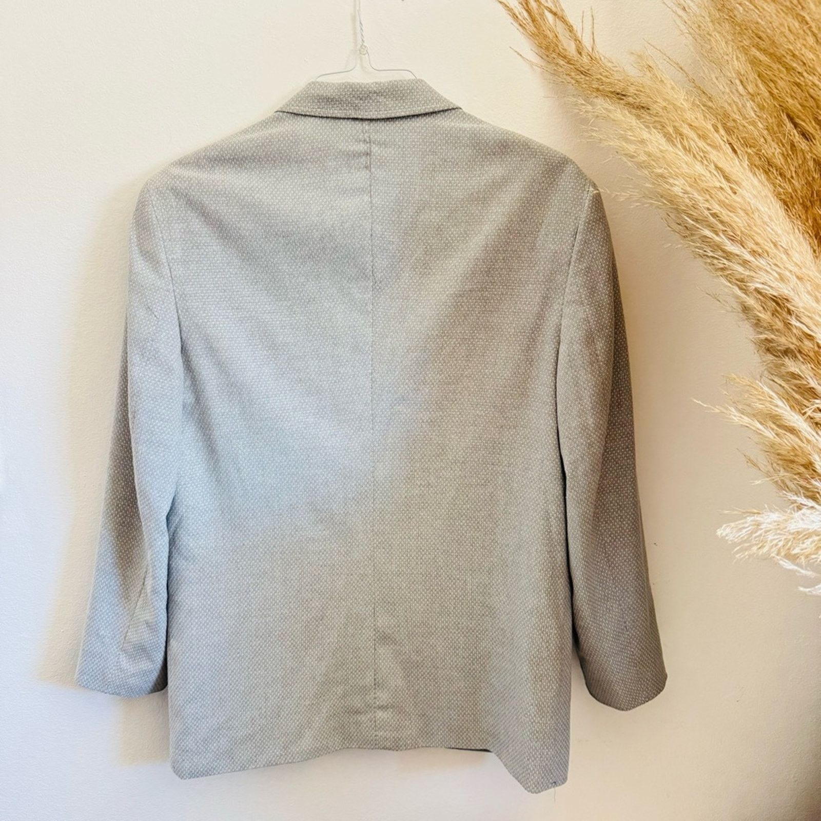 Asos ASOS Grey Gray White Linen Boxy Button Blazer Sport Coat 38 Size 38R - 11 Thumbnail