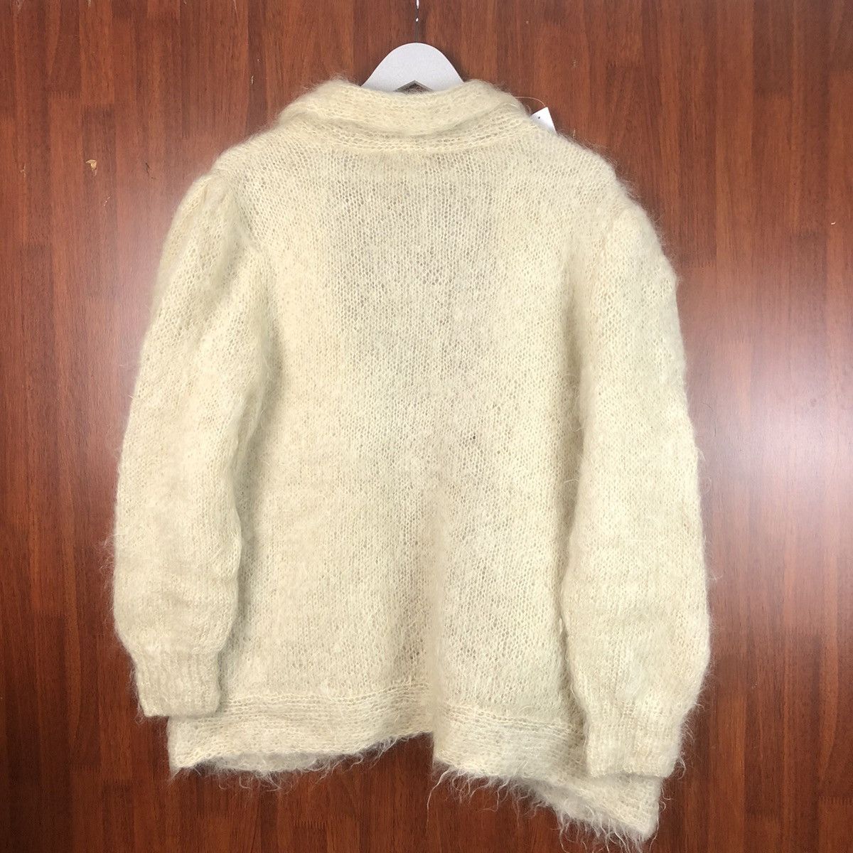 Homespun Knitwear Japan vintage mohair knitwear White cream Cardigan #7494 Size US XL / EU 56 / 4 - 11 Thumbnail