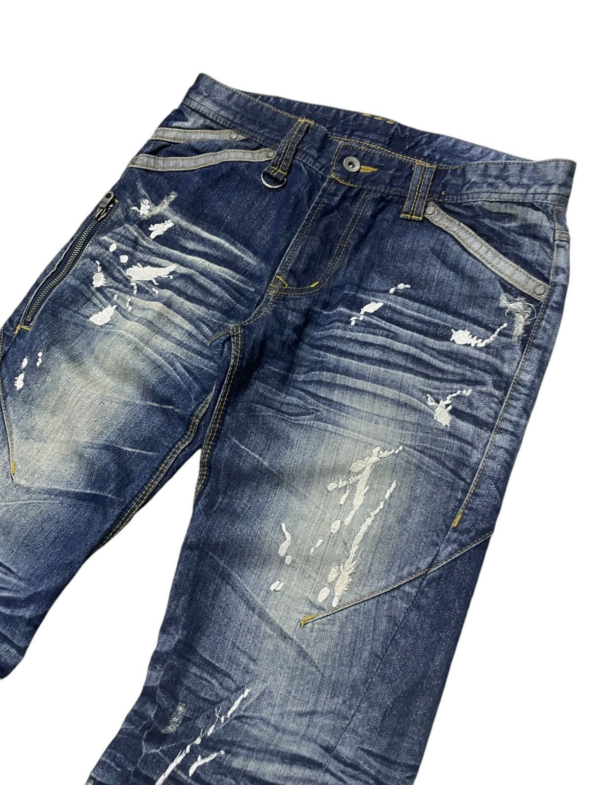 HIDEAWAYS × Hysteric Glamour Hideaways Nicole Heavy Whiskers Shiny Blue Flared Jeans Size US 30 / EU 46 - 4 Thumbnail