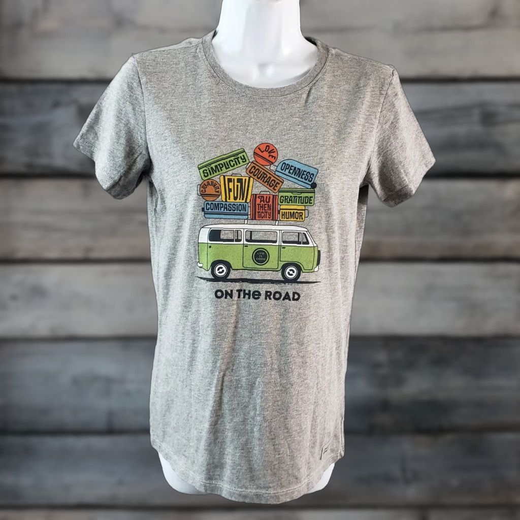 Life is Good Life is Good Womens Crusher Tee Sz XS Gray On The Road Short Sleeve Shirt Mens Womens? Size 26" / US 2 / IT 38 - 1 Thumbnail