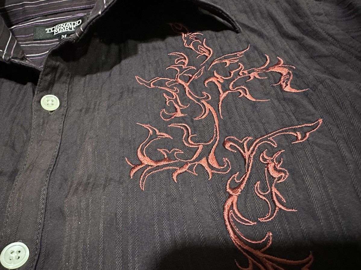 Tornado Mart 🔥Sick Y2K Tornado Mart Striped Shirt Tribal Embroidered Size US M / EU 48-50 / 2 - 7 Thumbnail