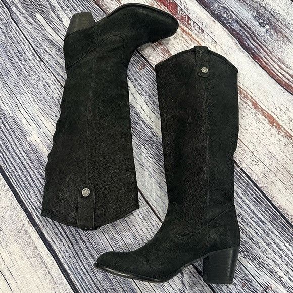 vince camuto black boots with gold