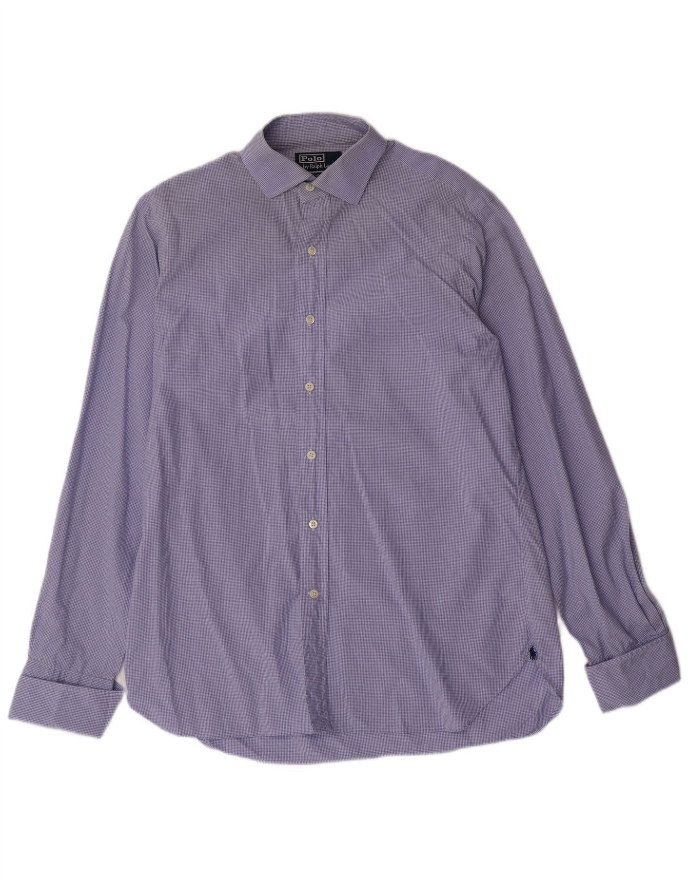 Polo Ralph Lauren Mens Formal Shirt 16 40/41 Large Blue Gingham Size US S / EU 44-46 / 1 - 1 Thumbnail