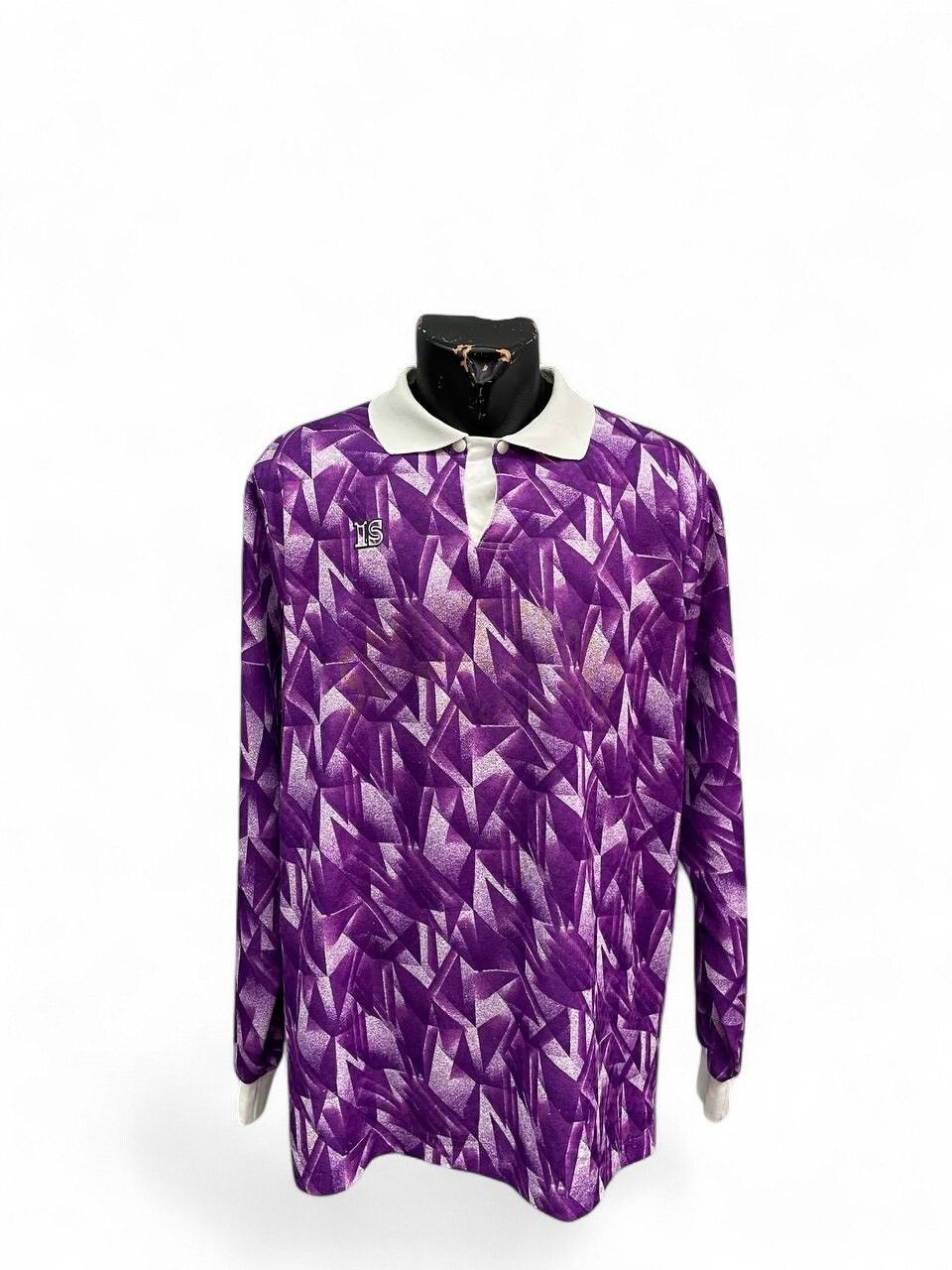 Erima Vintage purple soccer jersey geometric longsleeve pattern Size US L / EU 52-54 / 3 - 1 Thumbnail