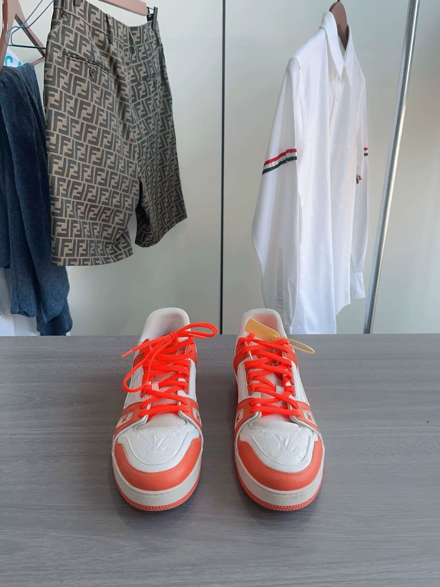 Louis Vuitton Louis Vuitton LV Trainer White Orange 42 EU - Like New Size US 9 / EU 42 - 1 Thumbnail