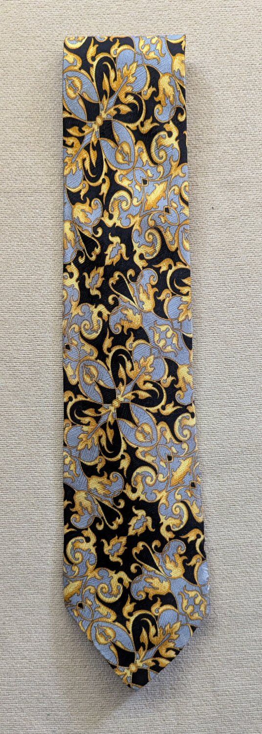Versace Vintage Gianni Versace Silver & Gold Paisley Silk Tie Size ONE SIZE - 2 Thumbnail
