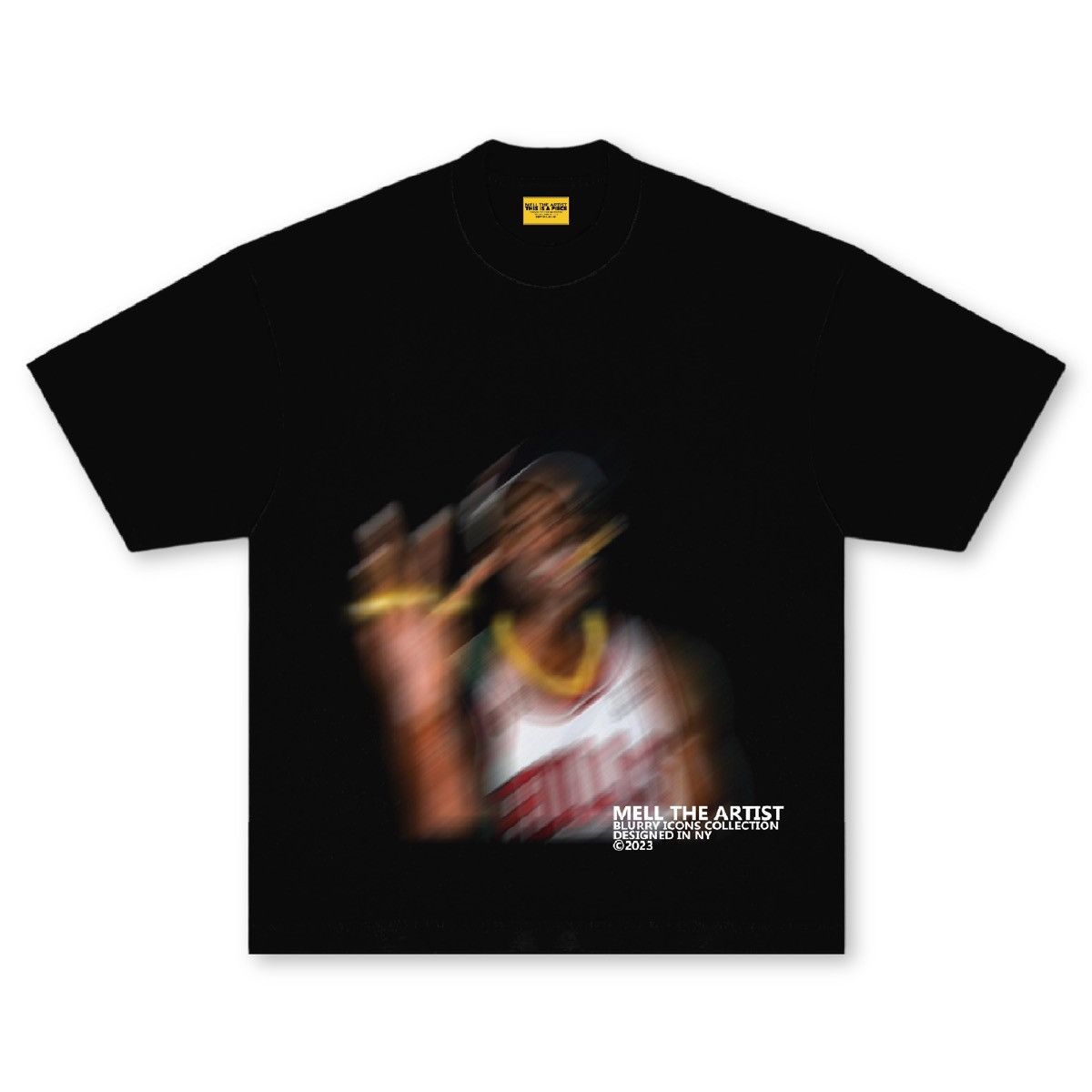 image of Mell The Artist Blurry Icons Shirt in Black, Men's (Size Medium)
