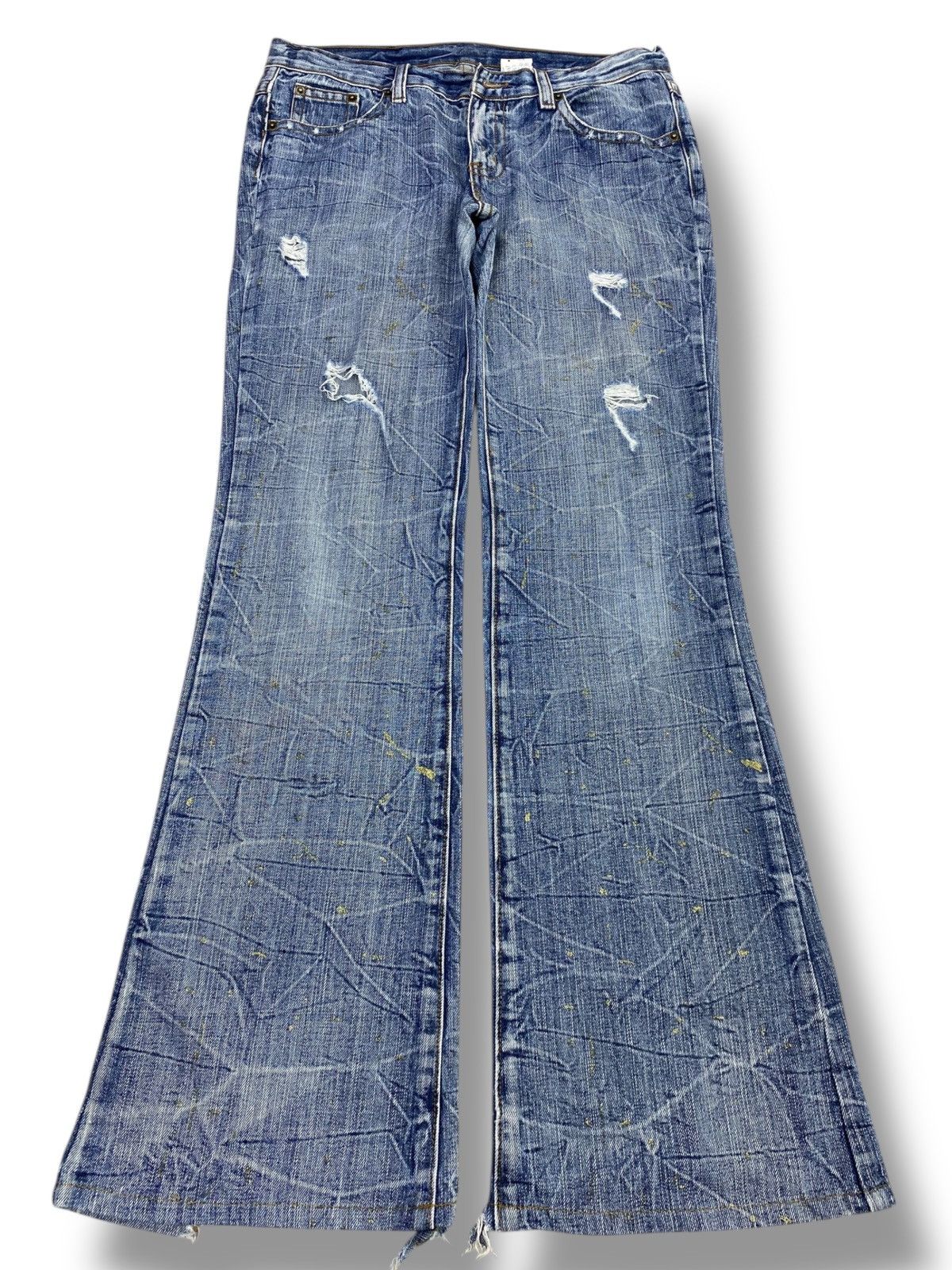 Japanese Brand Japanese Brand Gold Splash Honey Comb Style Flare Jeans Size US 34 / EU 50 - 1 Thumbnail